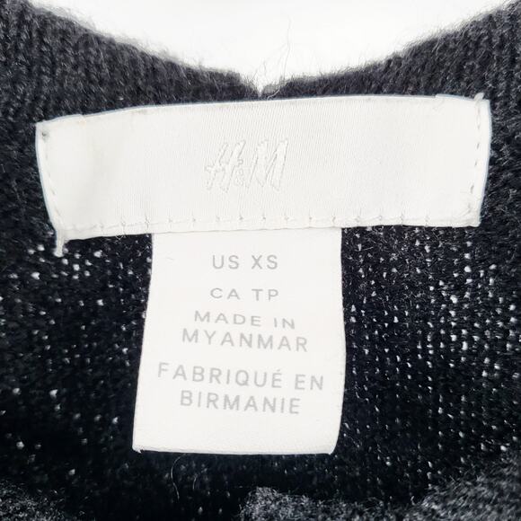 H&M Black Wool Blend Rhinestone Button Embellished Collared Sweater Women's XS - Picture 4 of 8